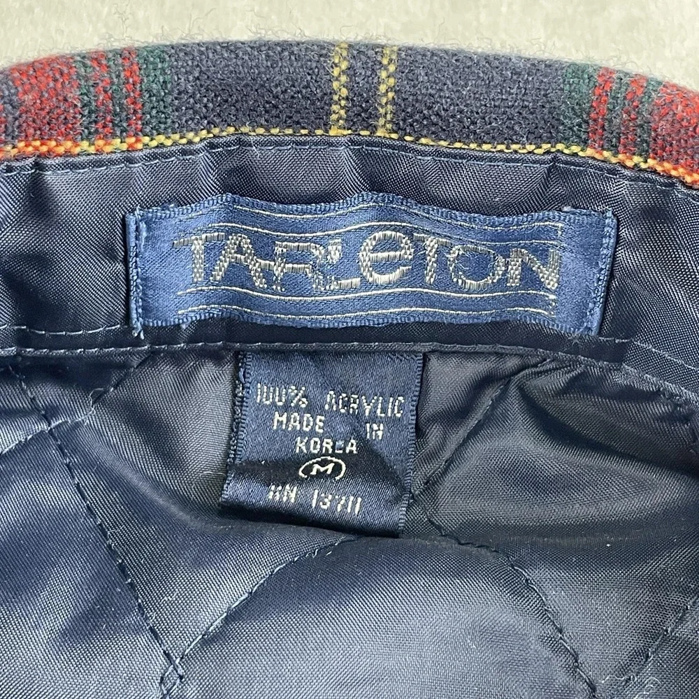 Vintage Tarleton Jacket Mens M Red‎ Navy Plaid Flannel Quilted Lined Padded 90s